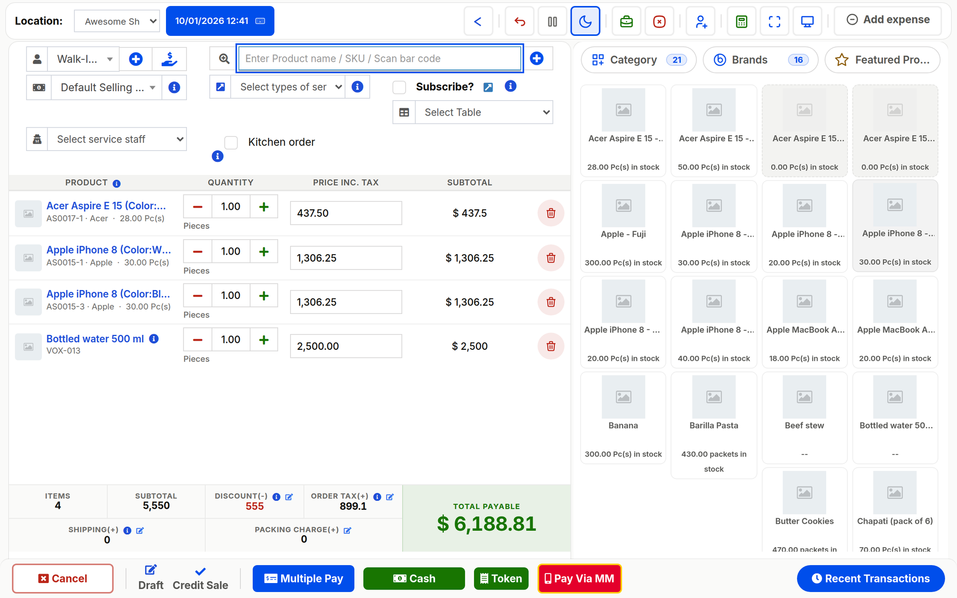 Cash, MoMo, card or credit in one step