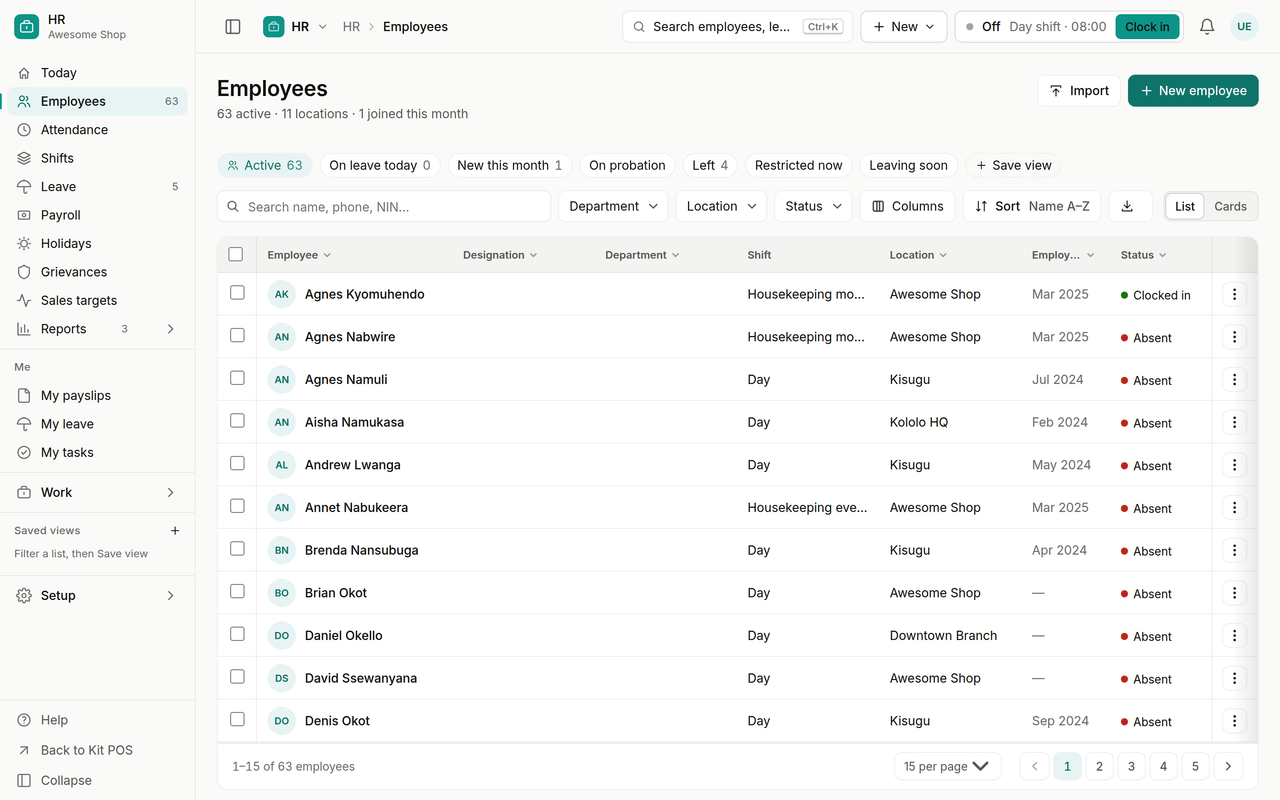 Kit HR employees directory
