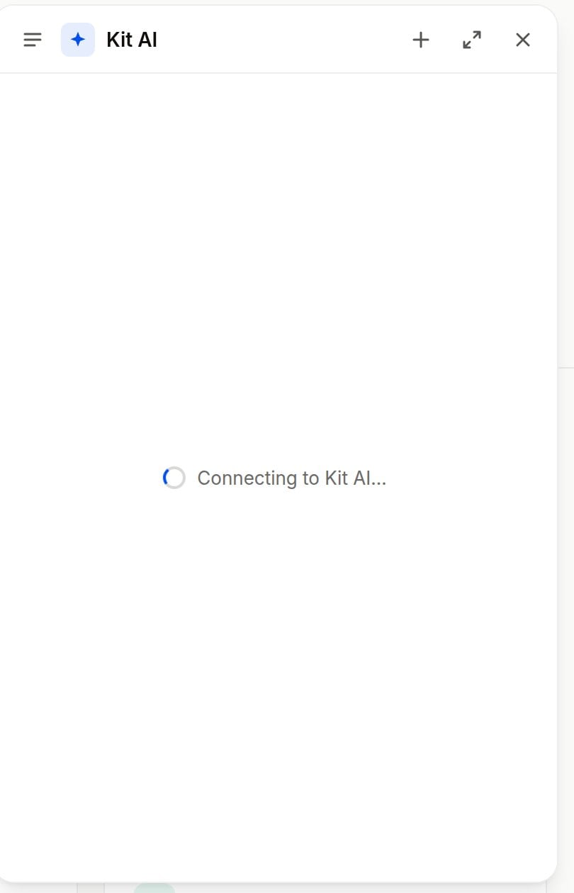 Kit AI chat panel opened from the Kit home screen